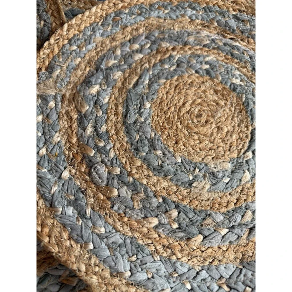 THE PRAIRIE Rachel Ashwell Cottage Core Farmhouse Jute/Blue Placemats Set Of 8 - Picture 3 of 5